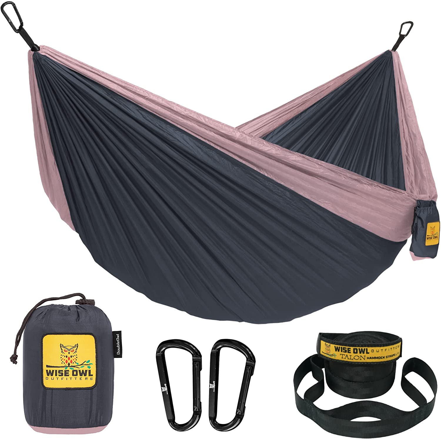 Wise Owl Outfitters Camping Hammock. Charcoal Rose