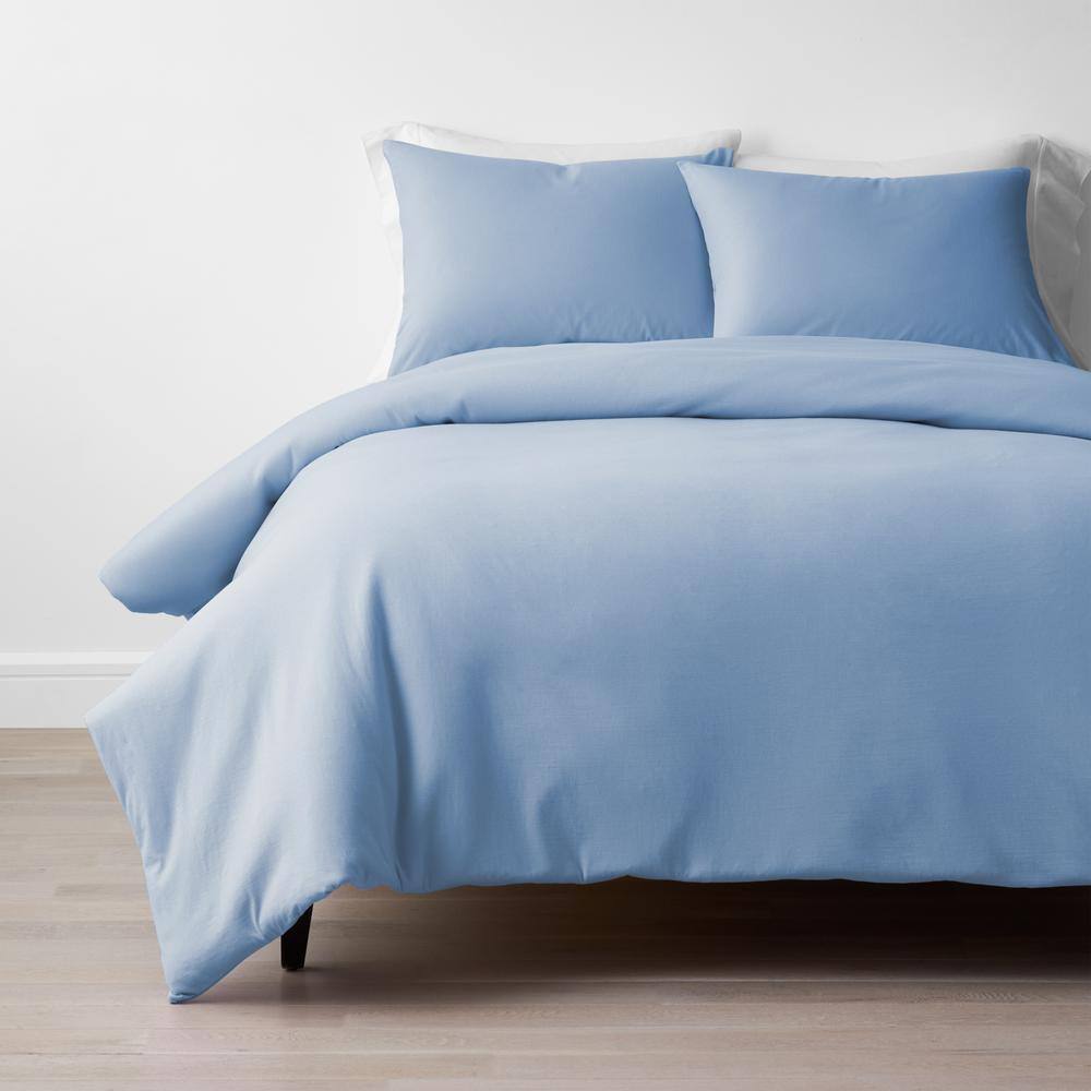The Company Store  Company Cotton 4-Piece Cloud Blue Solid Cotton Jersey Knit Queen Sheet Set - Cloud Blue