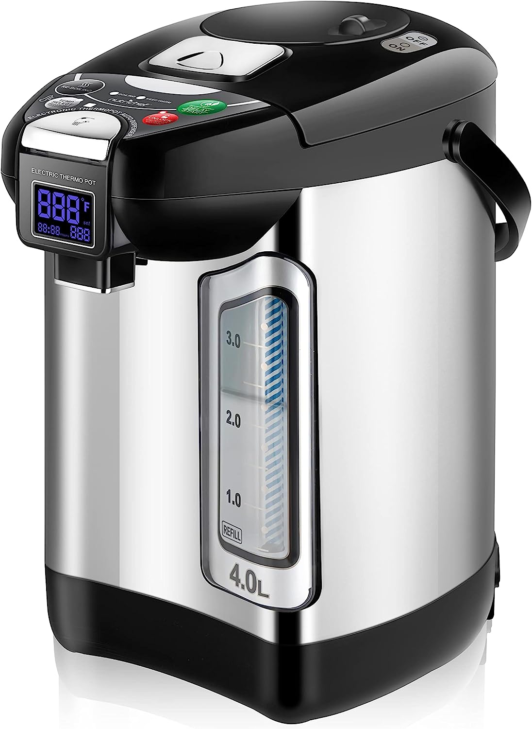 NutriChef Digital Water Boiler and Warmer - 4L/4.23 Qt Stainless Electric Hot Water Dispenser w/ LCD Display. Rotating Base. Keep Warm. Auto Shut Off. Safety Lock. Instant Heating for Coffee & Tea