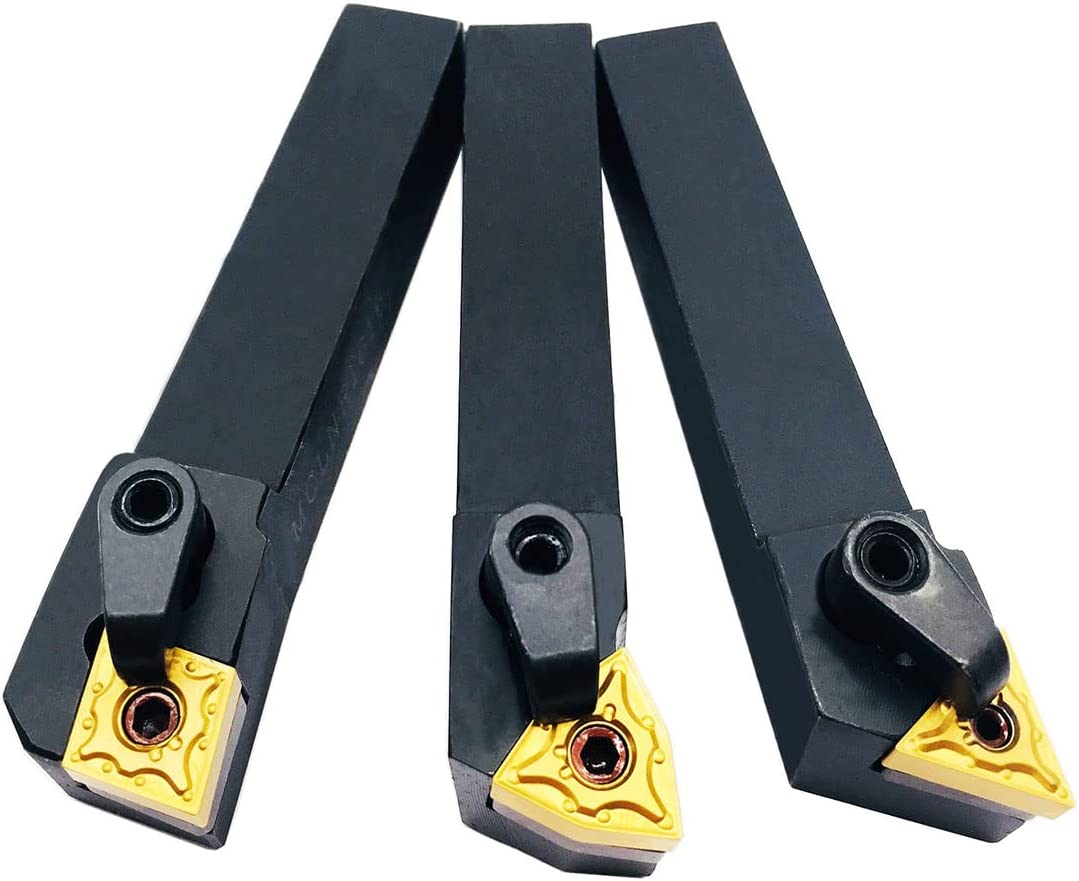 3PCS 5/8″ CNC Lathe Excircle Indexable Carbide Turning Tool Holder Bit Set MTJNR1616H16 + MWLNR1616H08 + MCLNR1616H12 with 3pcs wnmg431. cnmg431. tnmg331 Indexable Carbide Inserts (Right Cutting)