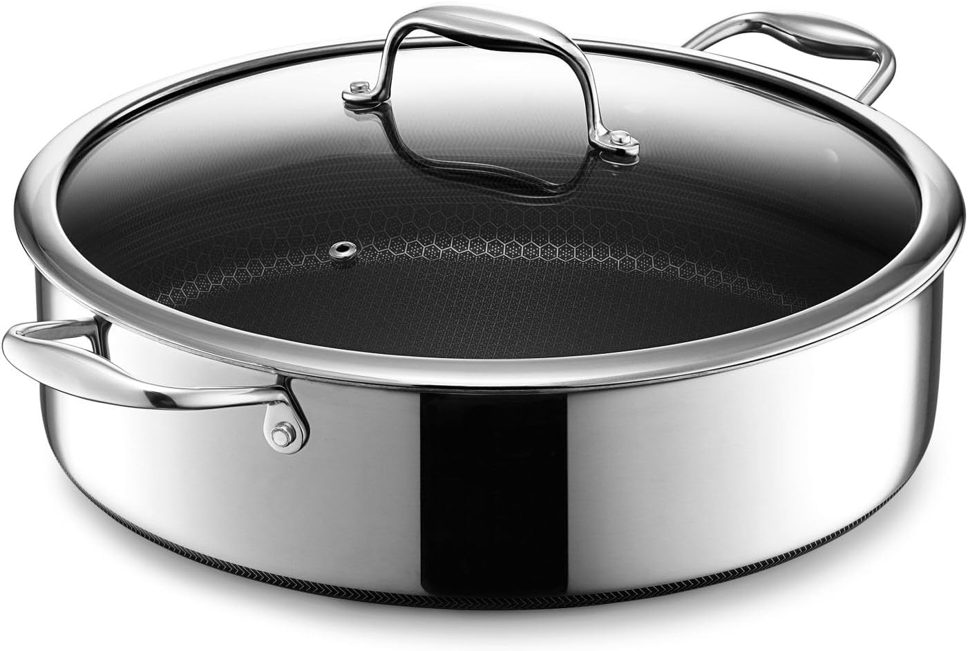 HexClad 7 Quart Hybrid Saute Pan. Nonstick Chicken Fryer. Dishwasher and Oven Friendly. Compatible with All Cooktops