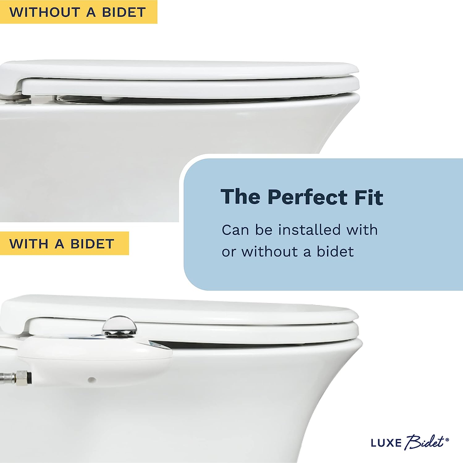 LUXE Bidet Luxe TS1008E Elongated Comfort Fit Toilet Seat with Slow Close. Quick Release Hinges. and Non-Slip Bumpers (White)