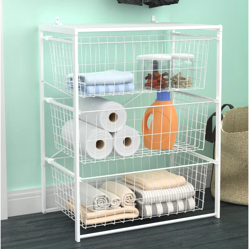 ClosetMaid 4326 27.24 in. H x 21.65 in. W White Steel 3-Drawer Close Mesh Wire Basket
