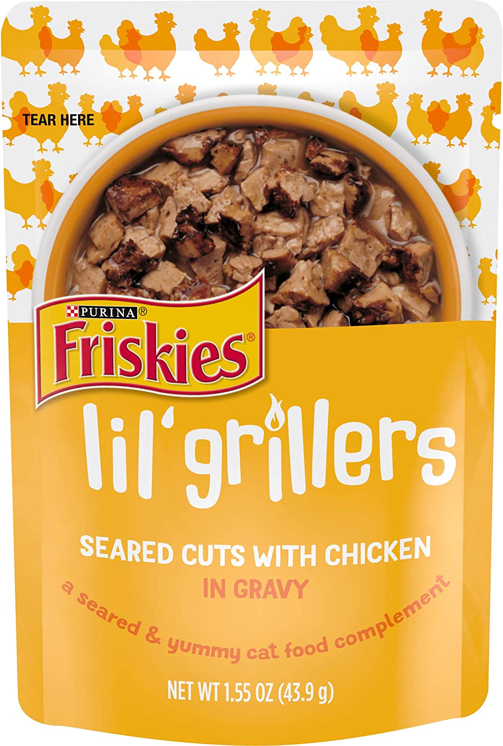 Purina Friskies Gravy Wet Cat Food Complement Lil- Grillers Seared Cuts with Chicken - (16) 1.55 oz. Pouches