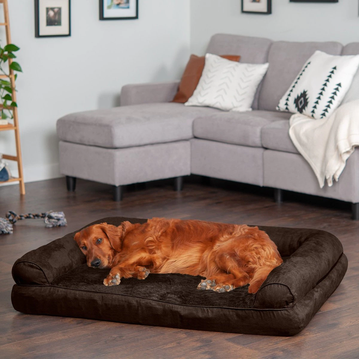 FurHaven Plush & Suede Full Support Orthopedic Sofa Dog & Cat Bed. Espresso. Jumbo