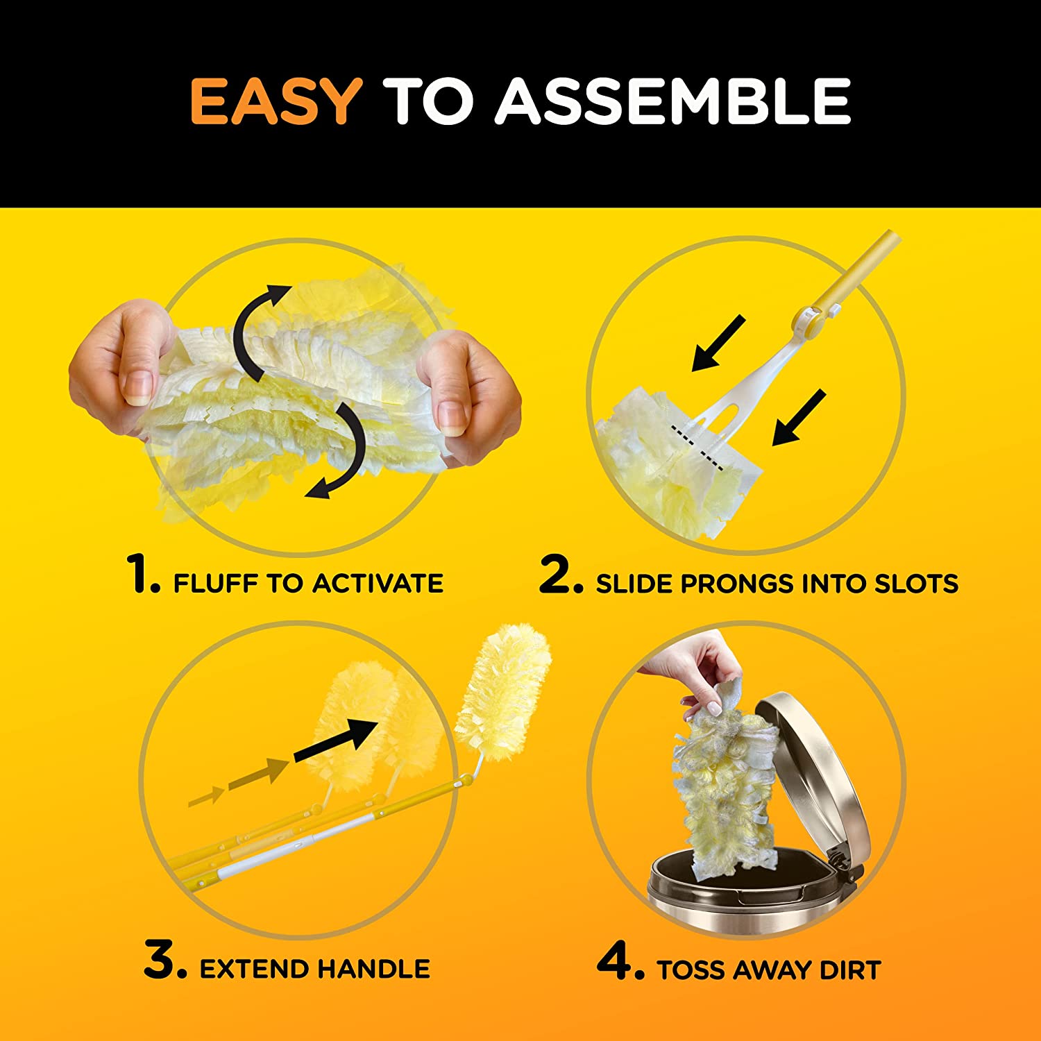 Swiffer Ceiling Fan Duster Super Extender Handle Starter Kit. 6 Heavy Duty Refills