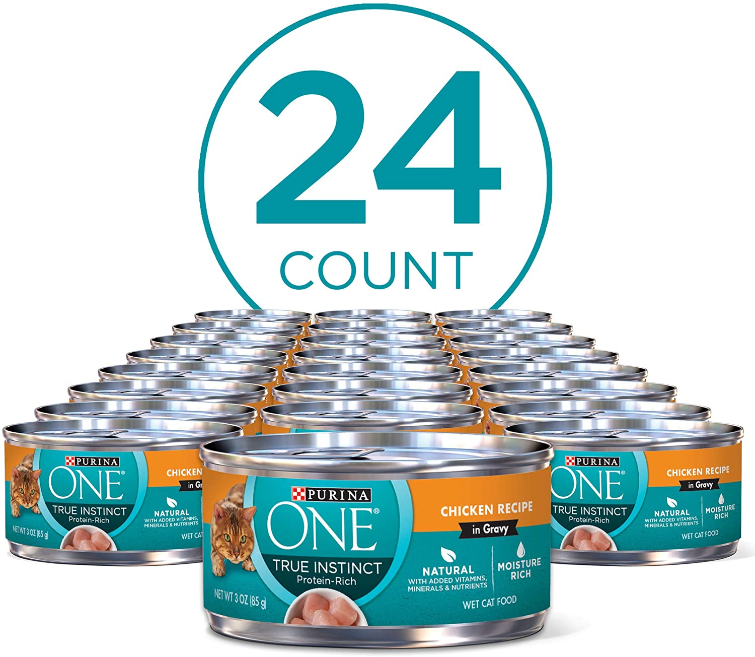 Purina ONE True Instinct Chicken Recipe. High Protein. Gravy Wet Cat Food - Pull-Top .3 Ounce (Pack of 24)