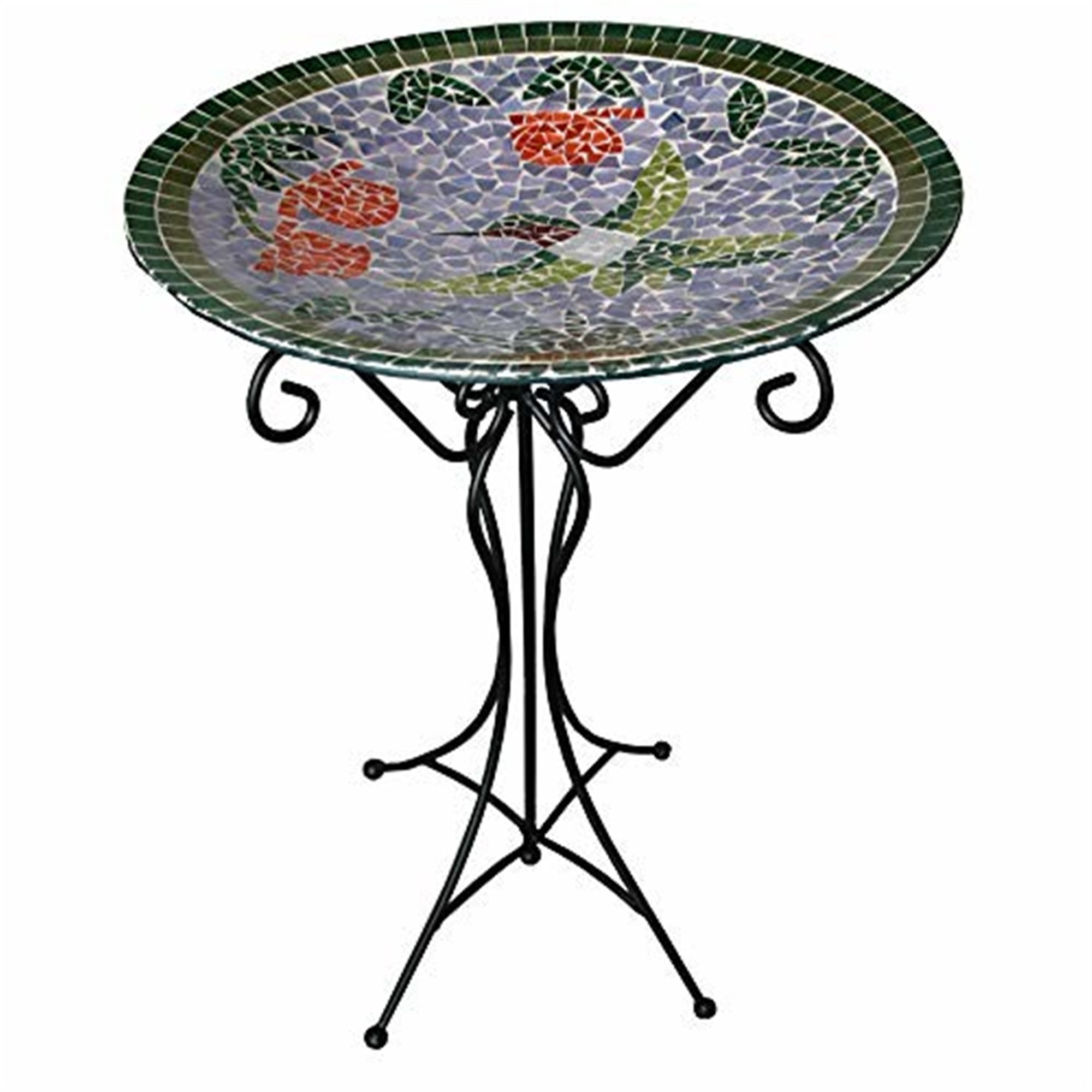Gardener-s Select Mosaic Glass Bird Bath with Hummingbird Design
