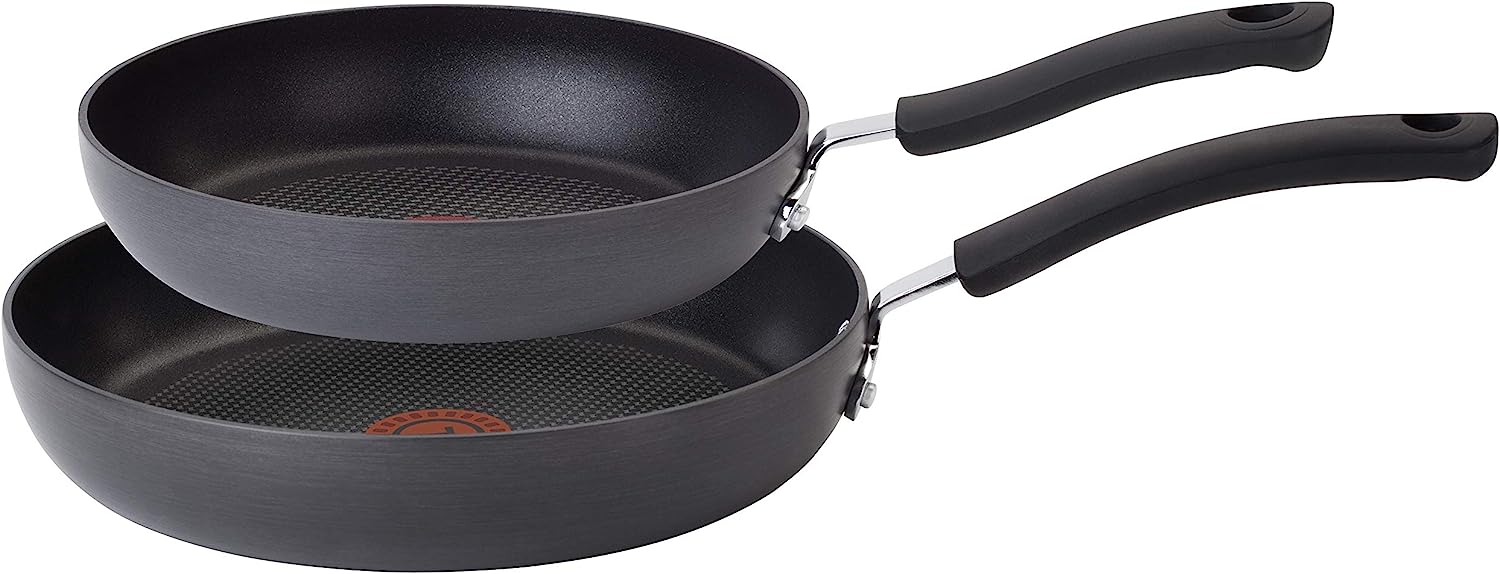 T-fal Ultimate Hard Anodized Nonstick Fry Pan Set 10. 12 Inch Cookware. Pots and Pans. Dishwasher Safe Grey