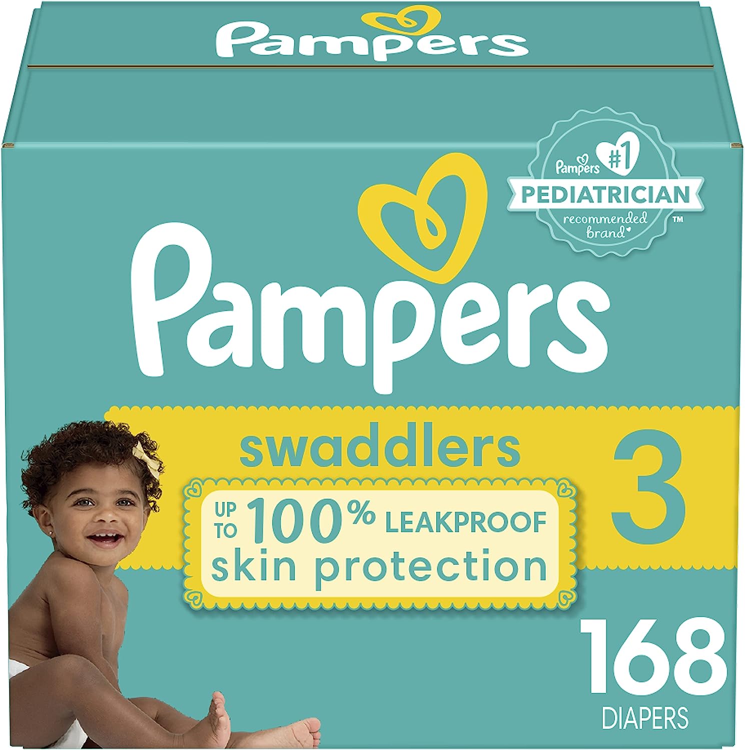 Diapers Size 3. 168 Count - Pampers Swaddlers Disposable Baby Diapers (Packaging & Prints May Vary)