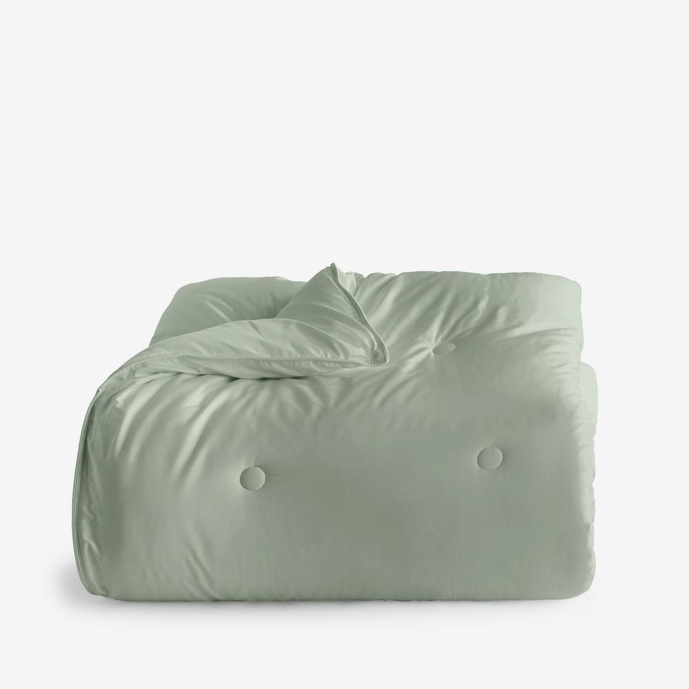 The Company Store  Tarragon Solid Rayon Made From Bamboo Cotton Sateen Tufted Queen Comforter - Queen/Tarragon