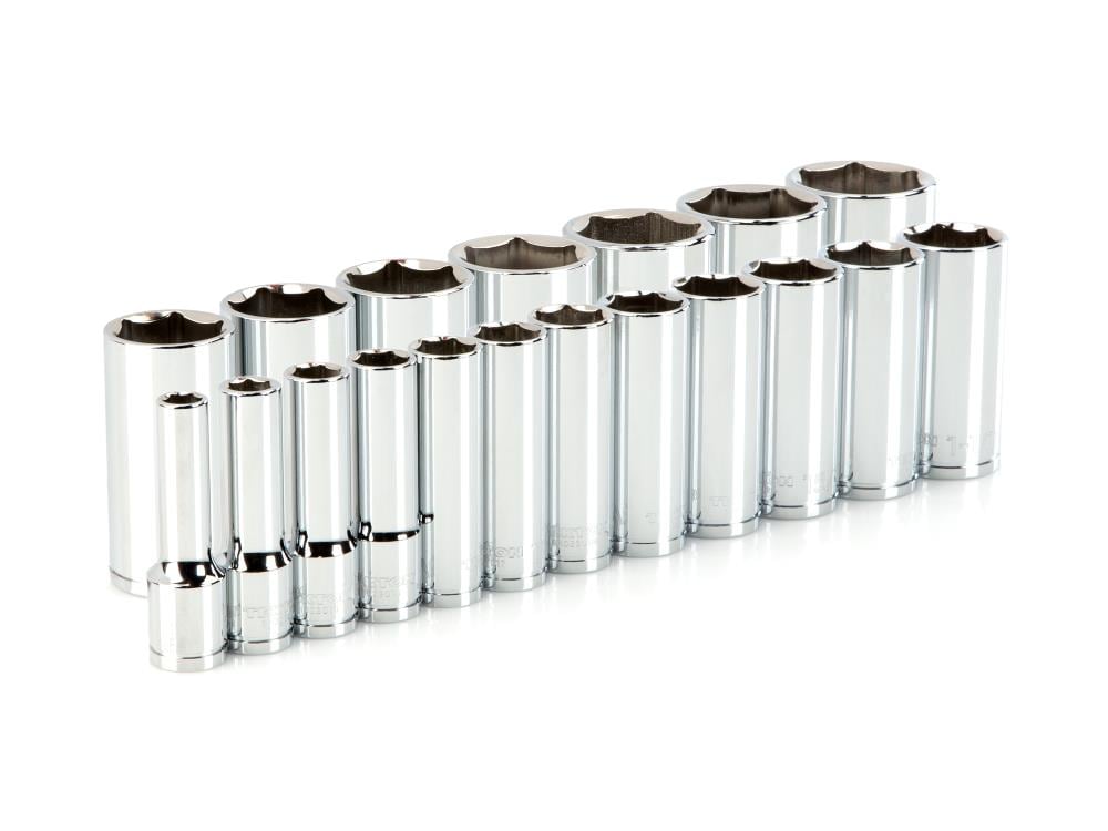 TEKTON 19-Piece Standard (SAE) 1/2-in Drive 6-point Set Deep Socket Set