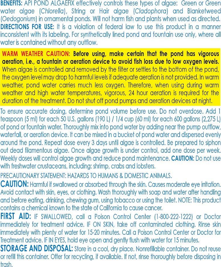 API Pond Algaefix Algae Control Solution. 1-Gallon