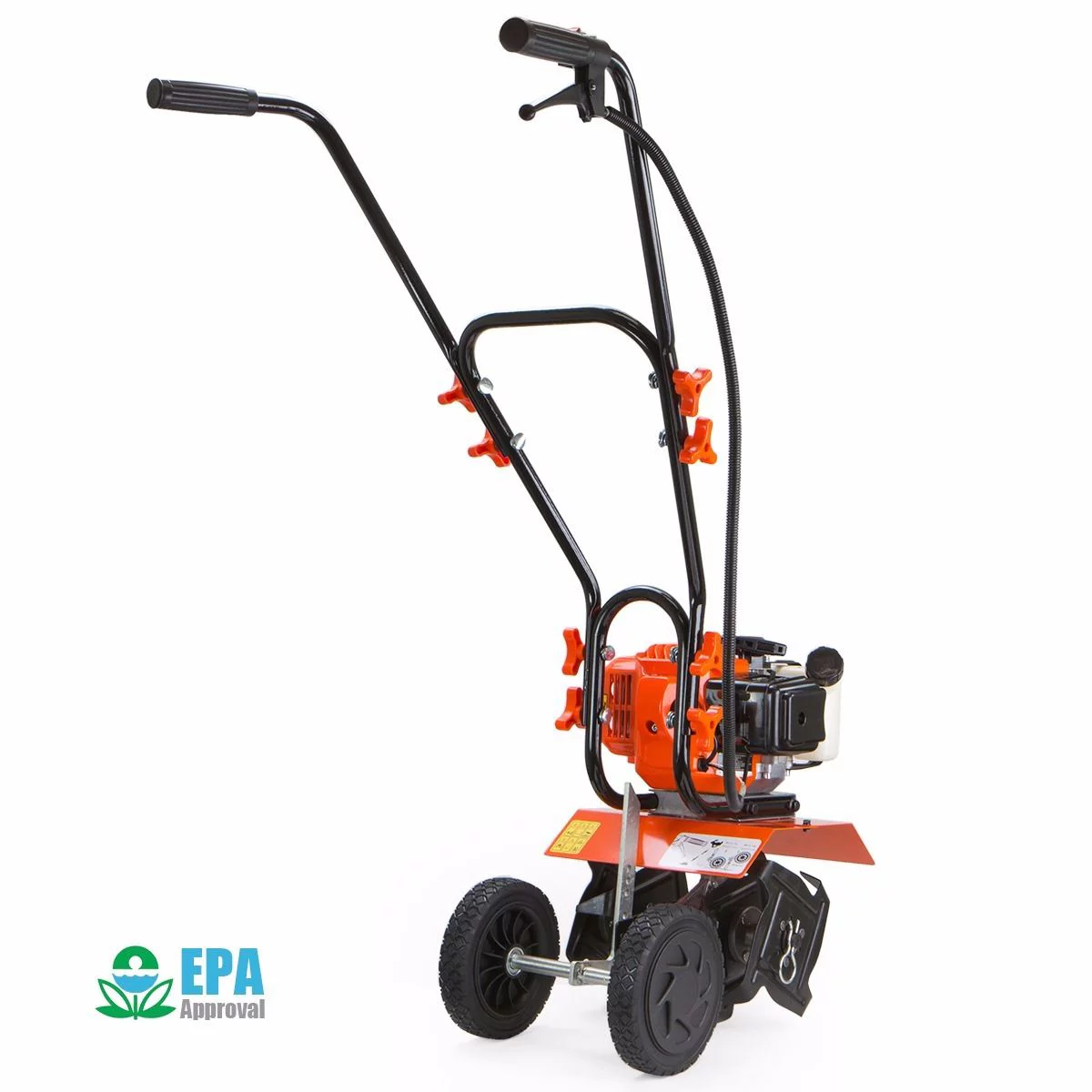 XtremepowerUS 2 Cycle Gas Power Walk Behind 7 Inch Garden Cultivator Tiller Front Tine 43cc. Orange