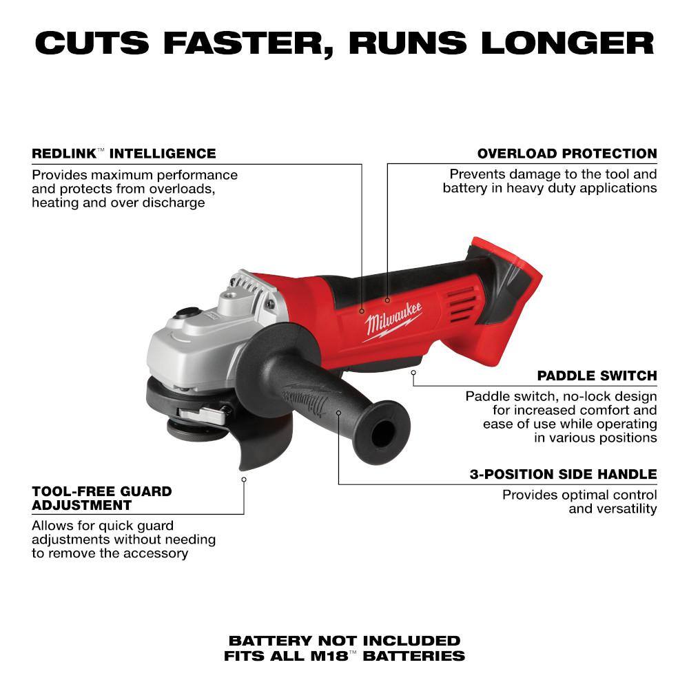 Milwaukee 48-59-1850-2680-20 M18 18V Lithium-Ion Cordless 4-1/2 in. Cut-Off/Grinder with M18 Starter Kit (1) 5.0Ah Battery and Charger
