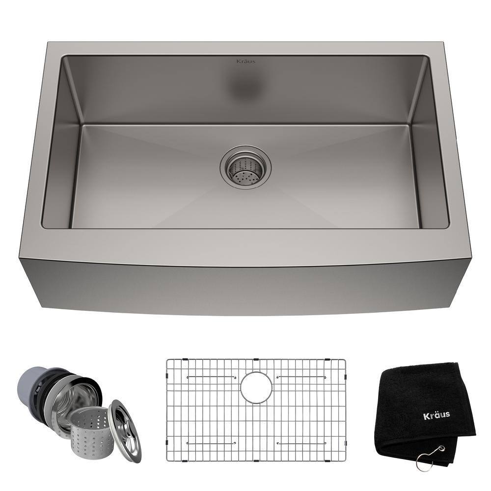 KRAUS  Standart PRO Farmhouse Apron-Front Stainless Steel 33 in. Single Bowl Kitchen Sink