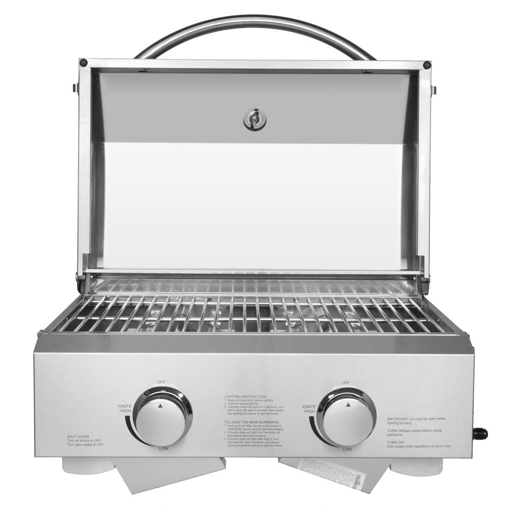 Zimtown Portable 2 Burner 20.000BTU Stainless Steel Propane Grill with Foldable Leg