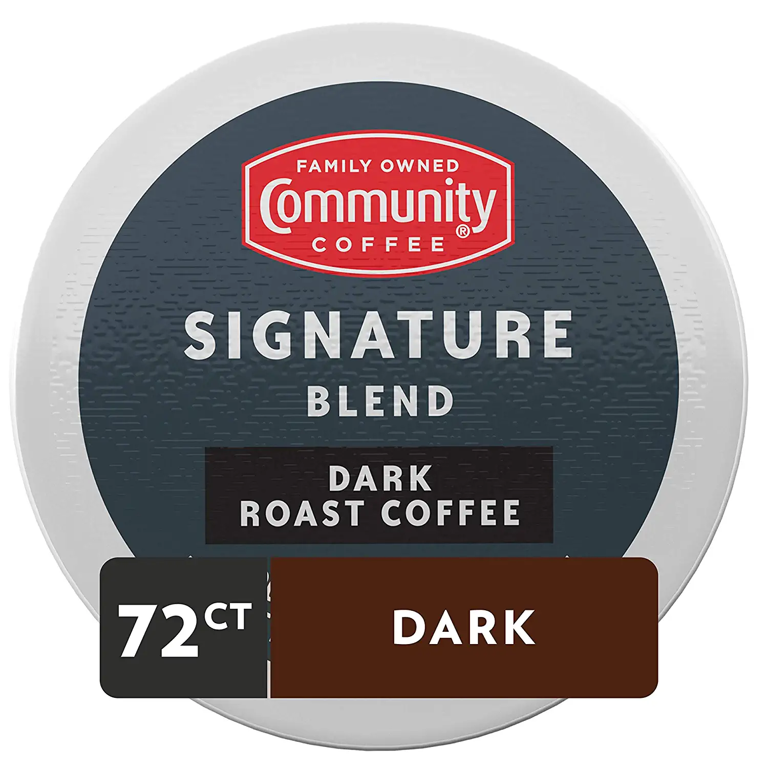 Community Coffee Signature Blend 72 Count Coffee Pods Dark Roast. Compatible with Keurig 2.0 K-Cup Brewers. Box of 72 Pods