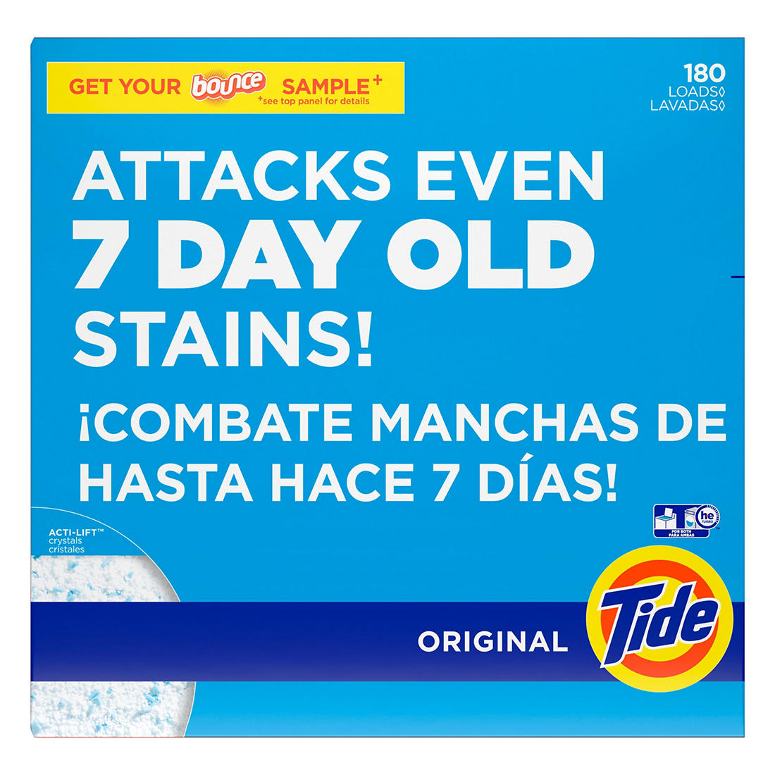 Tide Original Laundry Detergent Powder. 1 Count Per Pack 180 Loads.