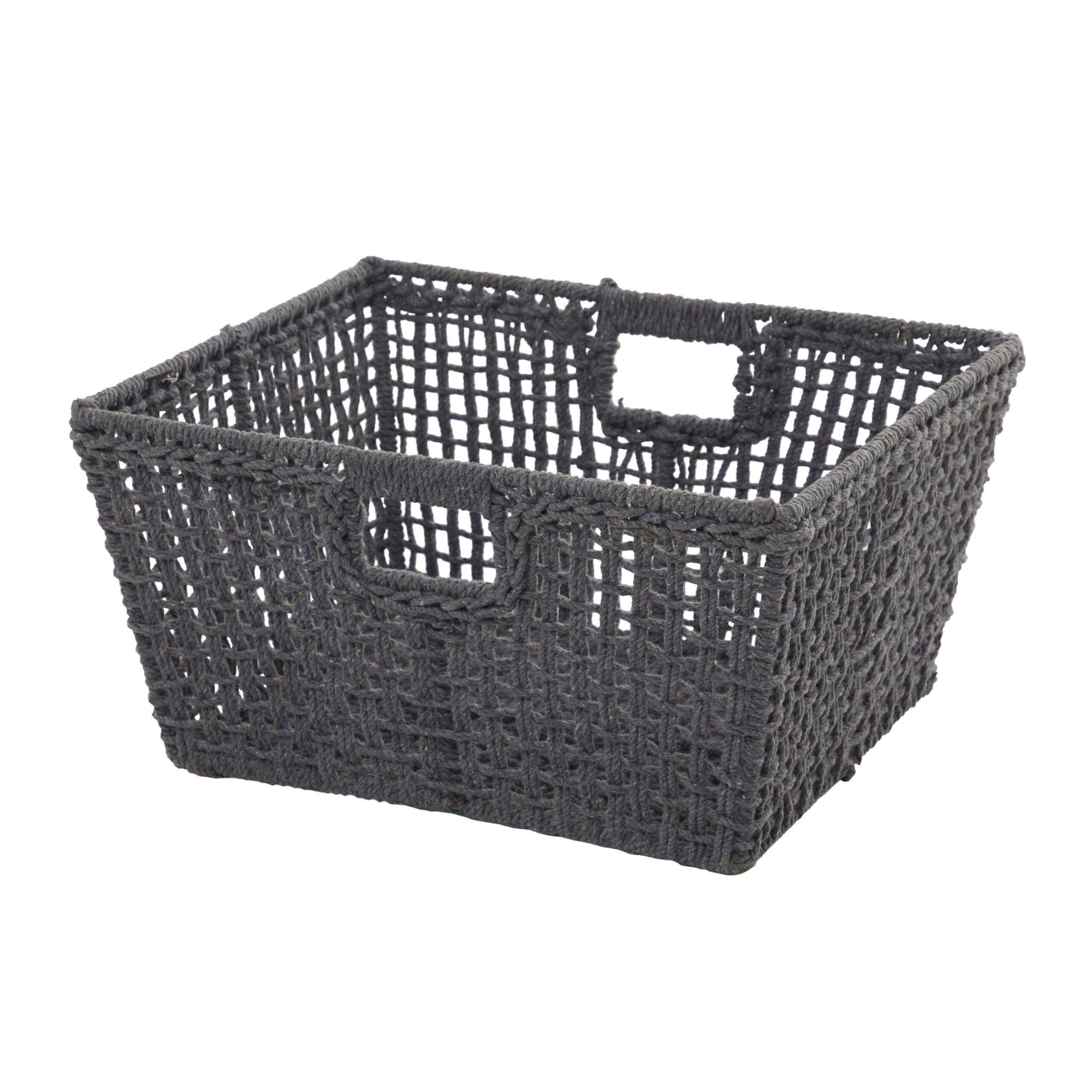 Grayson Lane 15.85-in W x 10.05-in H x 19.15-in D Gray Handmade with Handles Cotton Stackable Basket