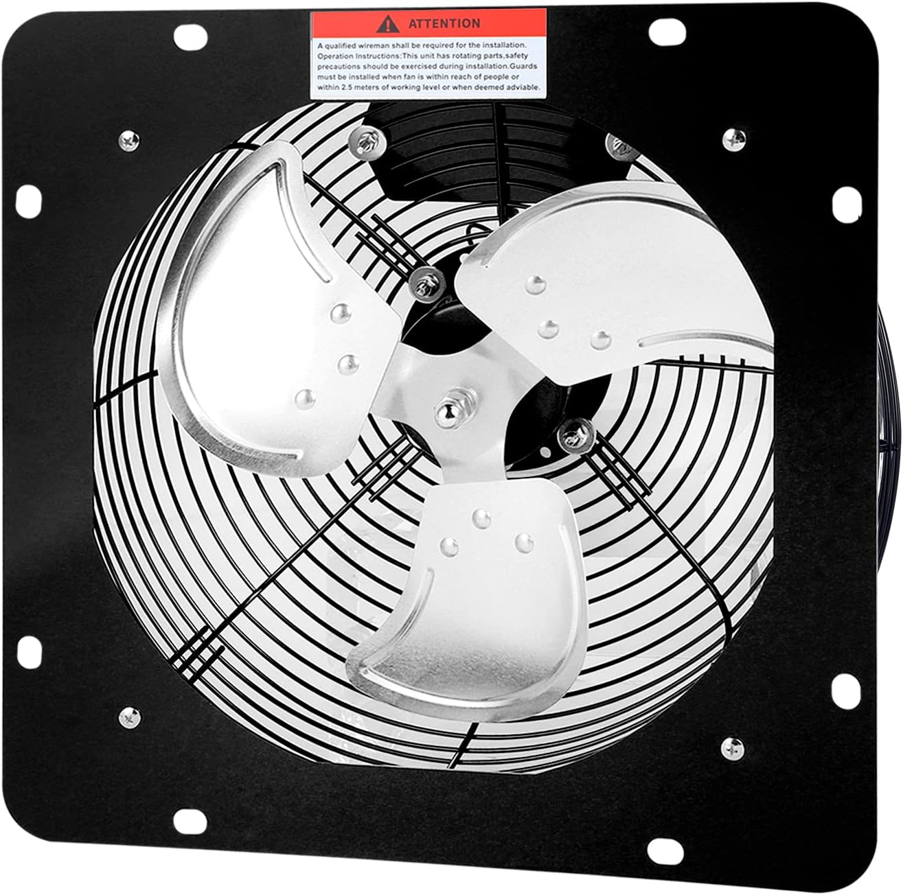 iPower 12 Inch Exhaust Fan Aluminum. High Speed 1300RPM. 1-Pack. Silver (HIFANXVENTIL12). Black
