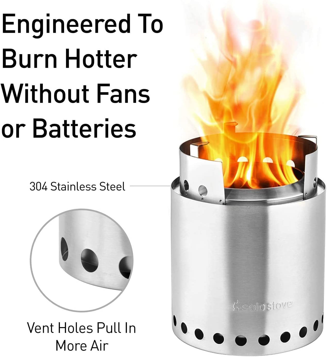 Solo Stove SSCF Campfire Camping Stove Portable Stove for Backpacking Outdoor Cooking Great Stainless Steel Camping Backpacking Stove Compact Wood Stove Design-No Batteries or Liquid Fuel Canisters Needed