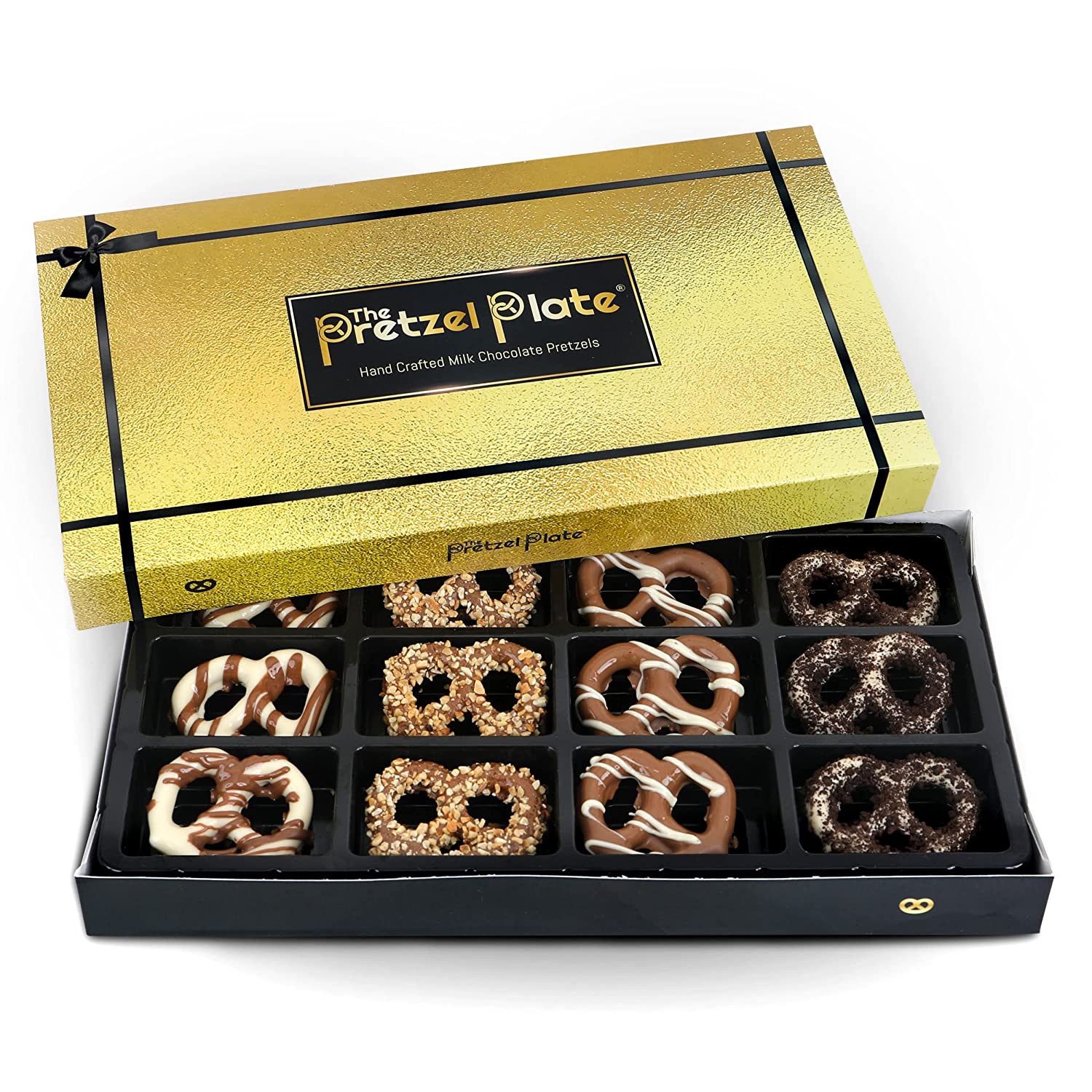 The Pretzel Plate Milk Chocolate Covered Pretzels- Fancy Gourmet Assorted Box of Chocolates Gift
