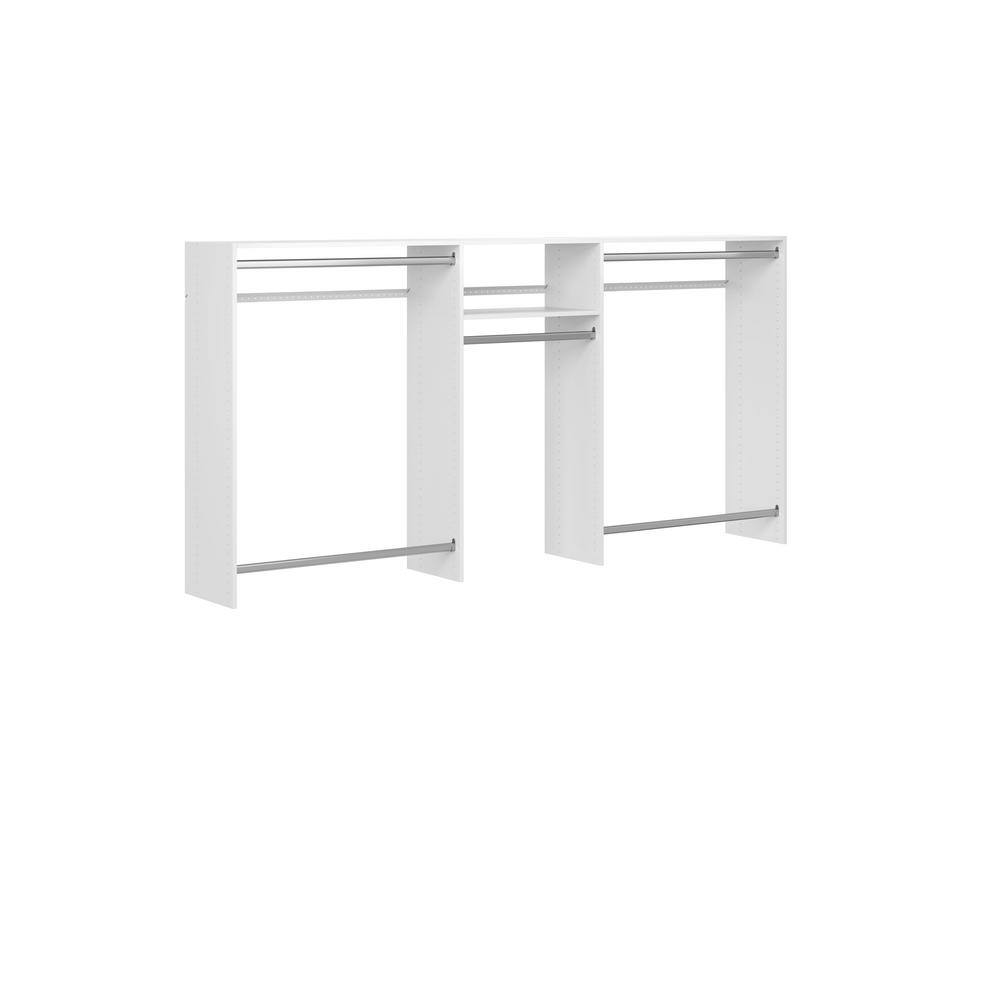 Closet Evolution WH16 Basic Hanging 60 in. W - 96 in. W White Wood Closet System