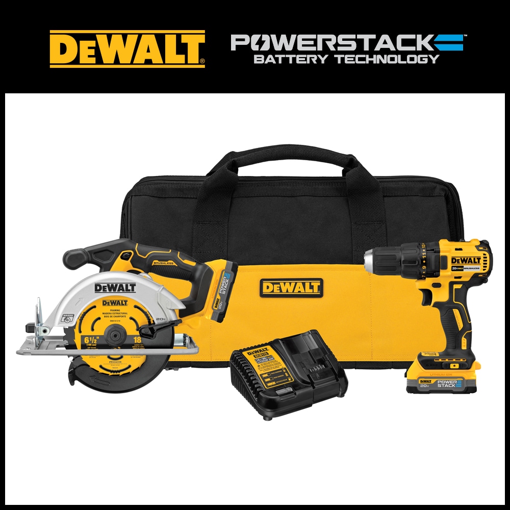 DEWALT DCK239E2 20V MAX Brushless Cordless Circular Saw and Drill Combo Kit with DEWALT POWERSTACK™ Compact Batteries