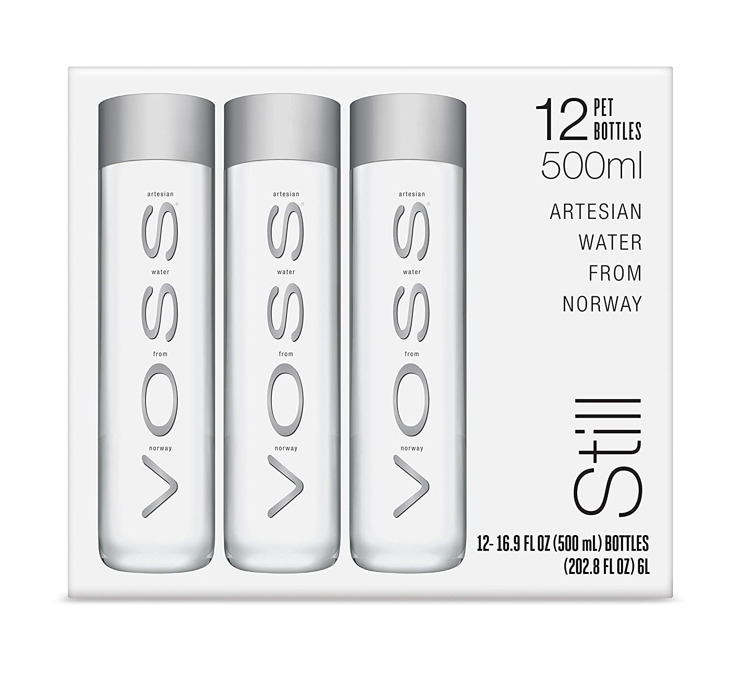 VOSS Artesian Still Water. 500 ml Plastic Bottles (Pack of 12)