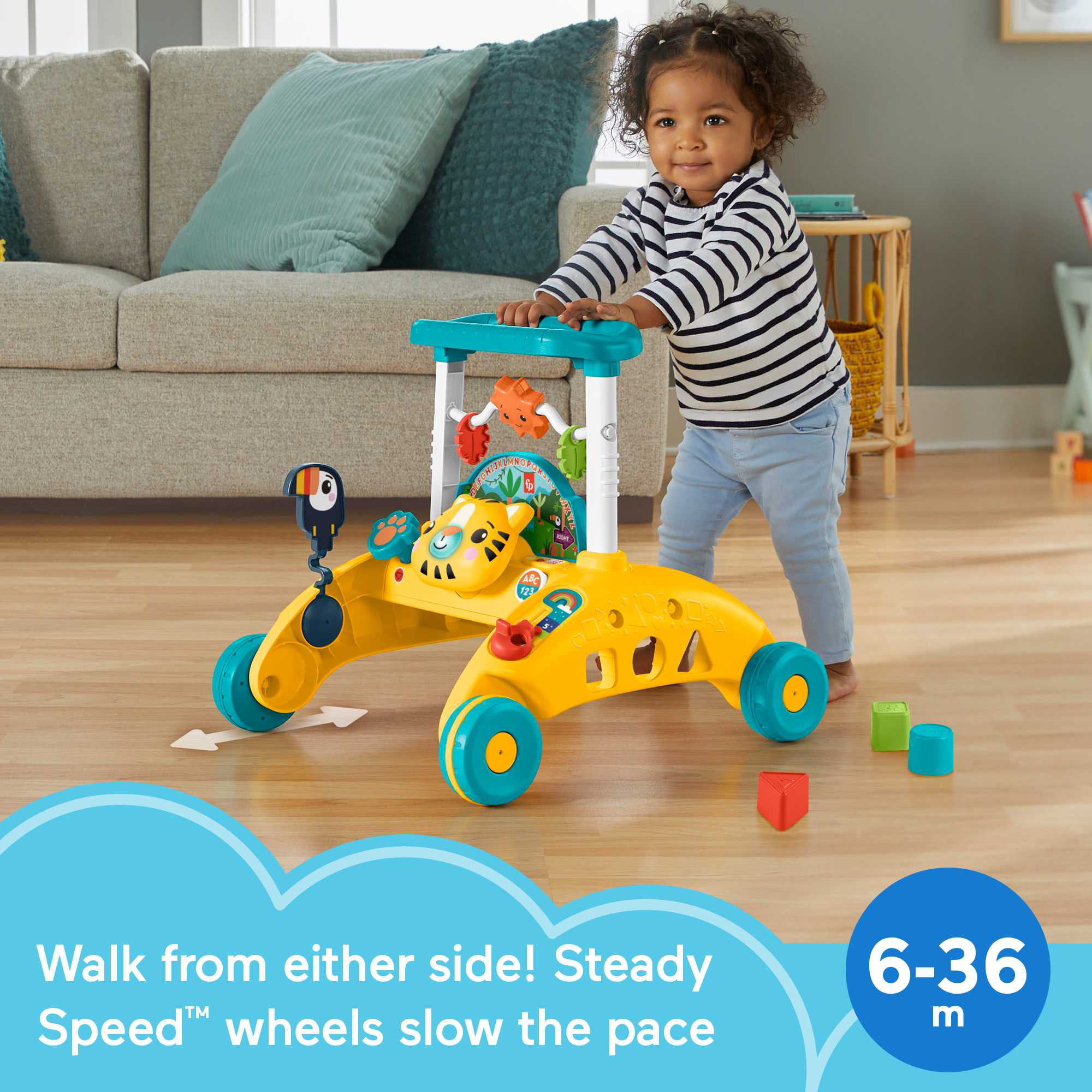 Fisher-Price 2-Sided Steady Speed Tiger Walker Electronic Learning Toy for Infant & Toddler