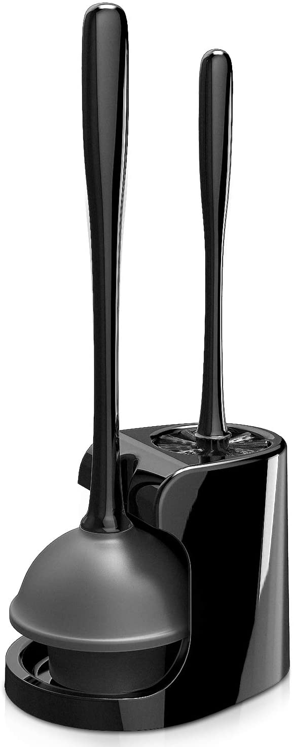 Toilet Plunger and Bowl Brush Combo for Bathroom Cleaning. Black. 1 Set