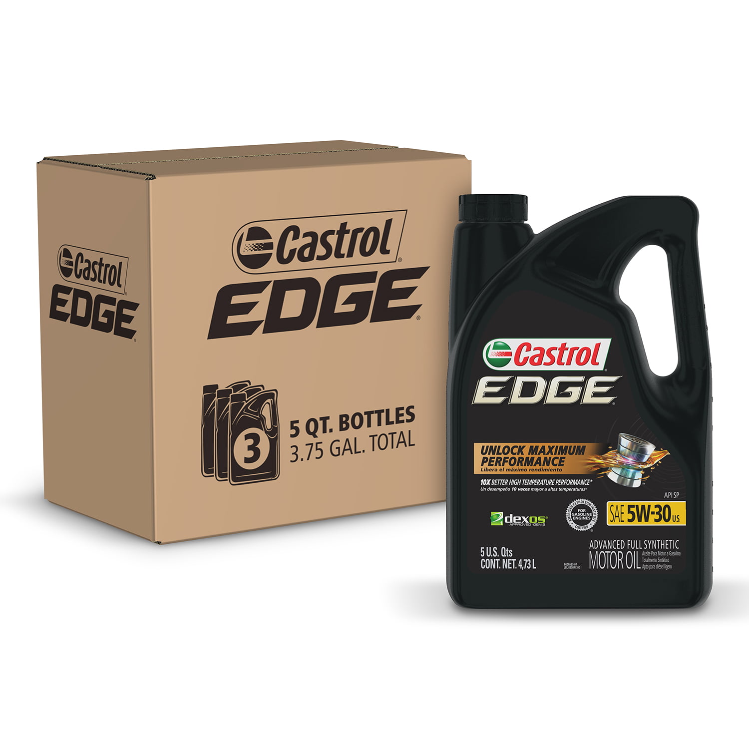 Castrol Edge 5W-30 Advanced Full Synthetic Motor Oil. 5 Quarts. Case of 3