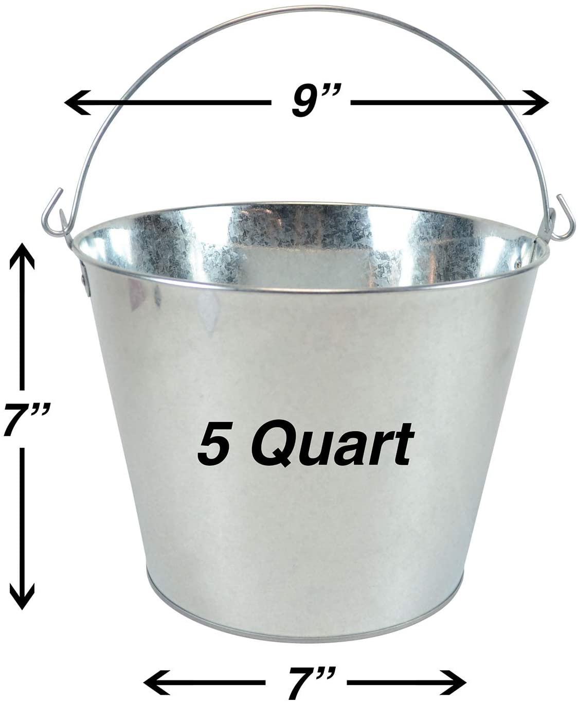 BARsics Galvanized Pail Beer Bucket 9x9x7 inch. 5-Quart. Pack of 2