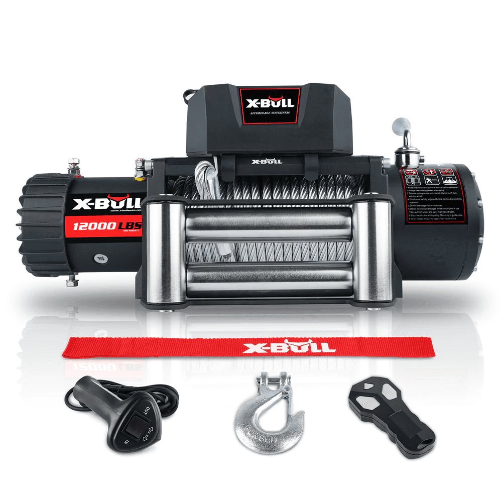 X-BULL Electric Winch 12000LBS 12V Winch Steel Cable Truck Trailer Towing Off Road 4X4