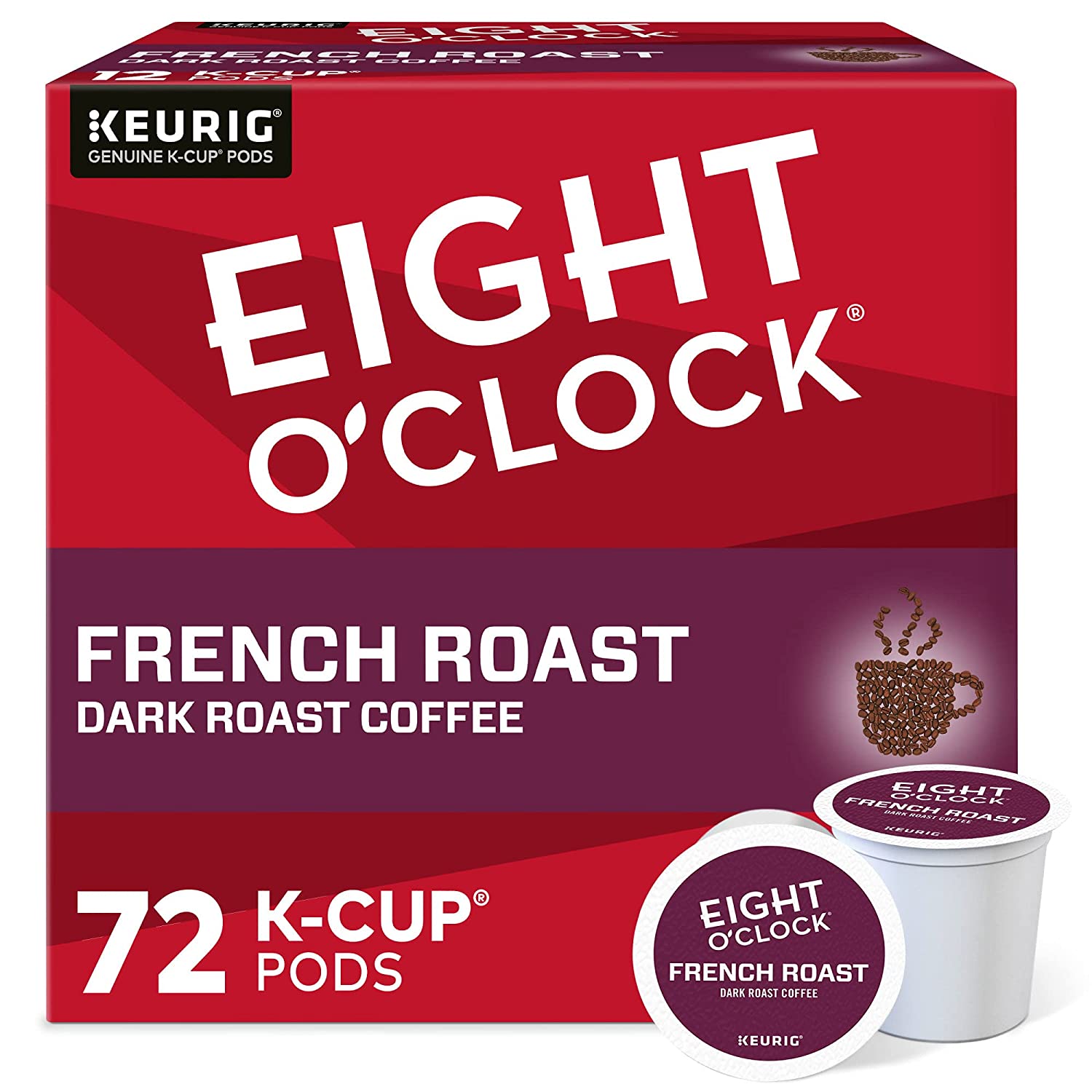 Eight O-Clock Coffee French Roast. Single-Serve Coffee K-Cup Pods. Dark Roast. 72 Count