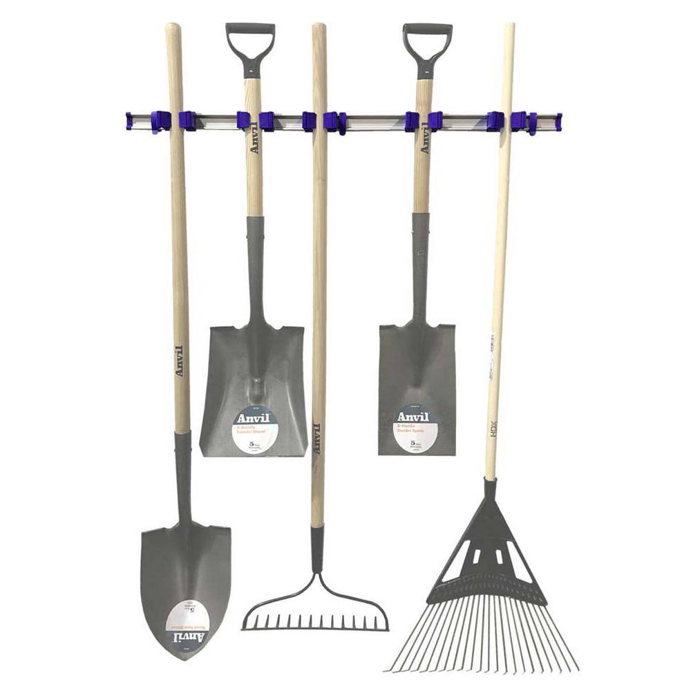 TOOLFLEX 9-5-9 37 in. Universal Garage Storage Rail System with 5 Purple One-Size-Fits-All Holders