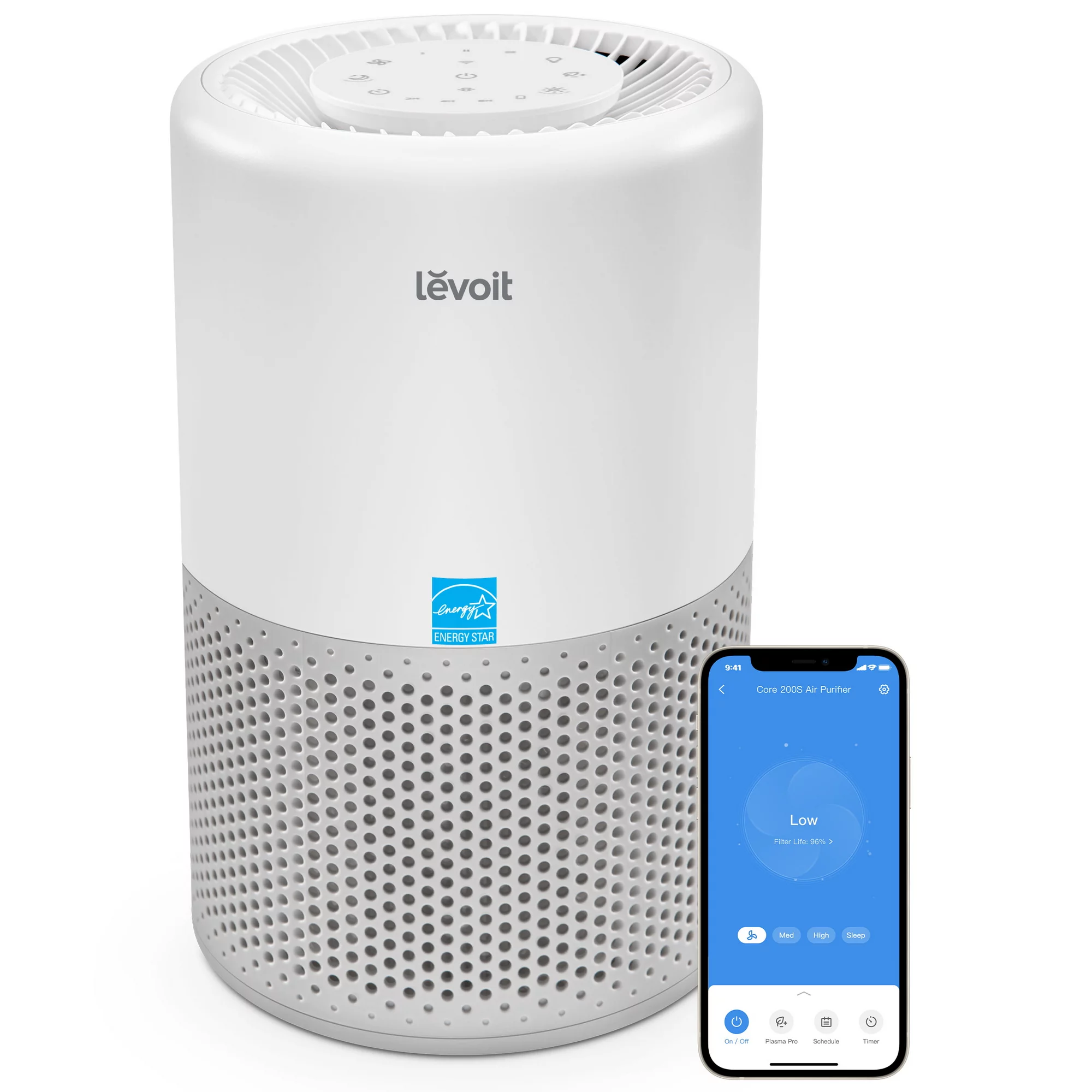 Levoit Air Purifier Core 200S. True HEPA for Allergy. Smart Voice Control. Gray