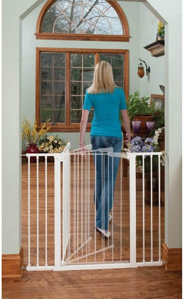 Kidco G1200 Extra Tall and Wide Auto Close Pressure Gate - Metal Hold Open Baby Gate (White)