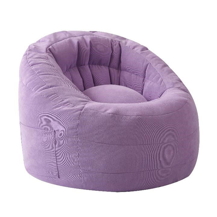 POD by Urban Shop Plush Corduroy Bean Bag Chair with Pocket. Purple