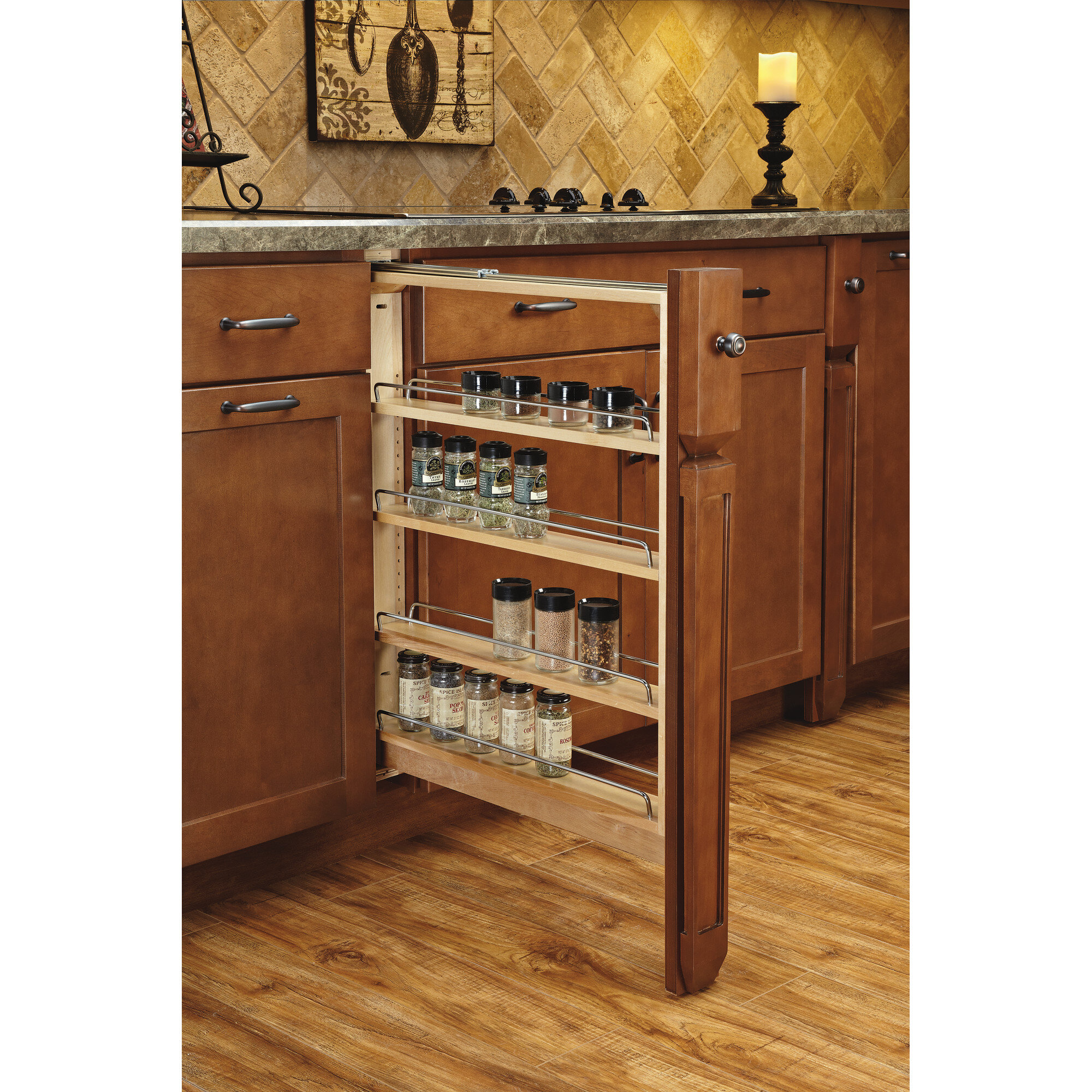 Rev-A-Shelf 6-Inch Base Filler Soft Close Pullout Organizer. Maple