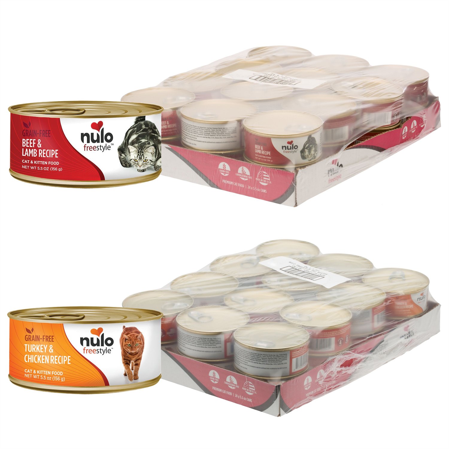 Nulo Freestyle Beef & Lamb Recipe + Freestyle Turkey & Chicken Recipe Canned Cat & Kitten Food