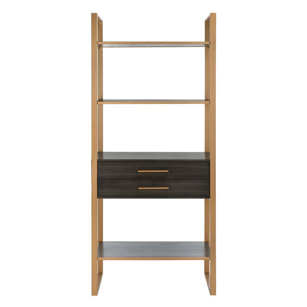 SAFAVIEH  Skylar 72 in. Gold/Brown Metal 4-shelf Bookcase