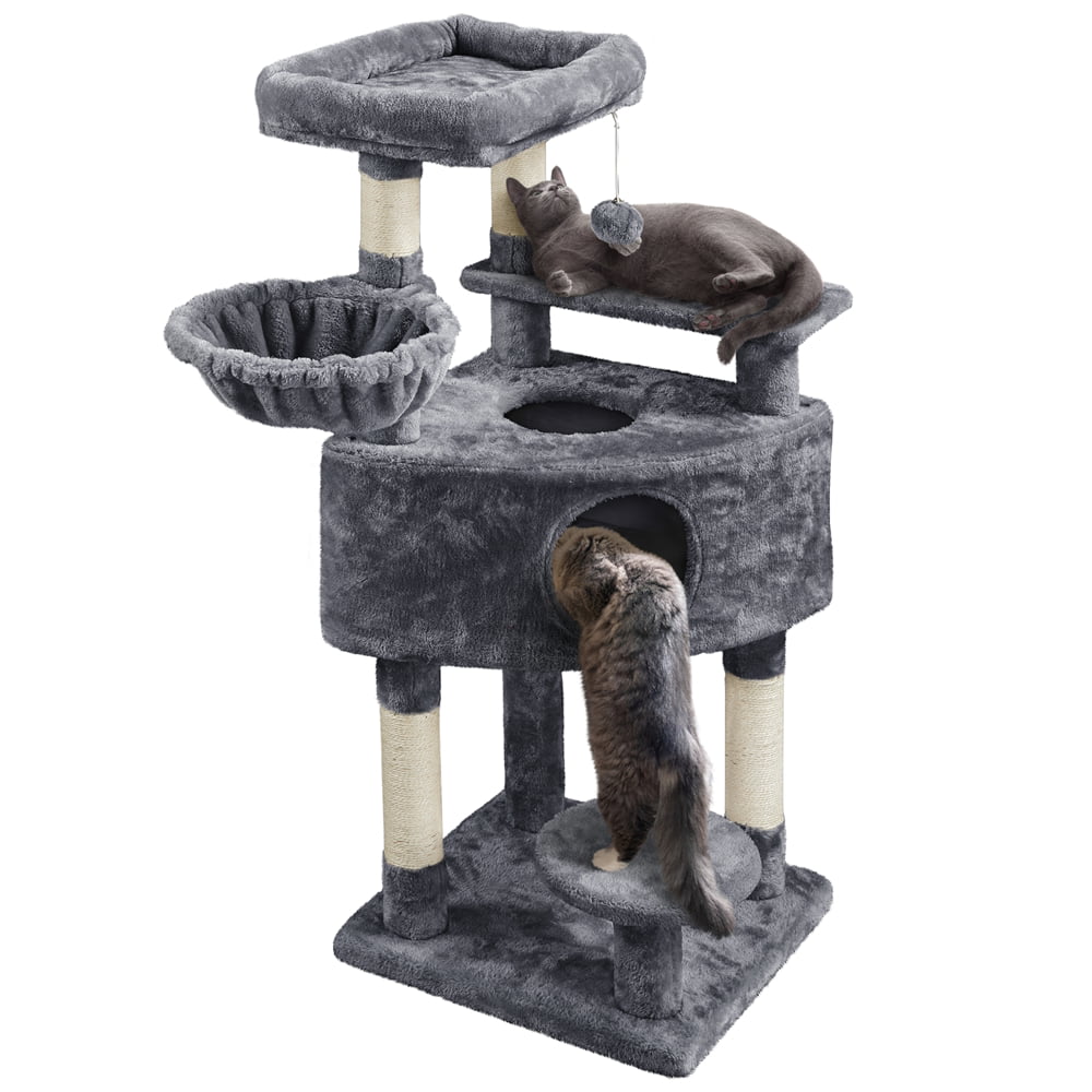SMILE MART Multilevel Cat Tree Basket Condo Scratching Posts. Dark Gray