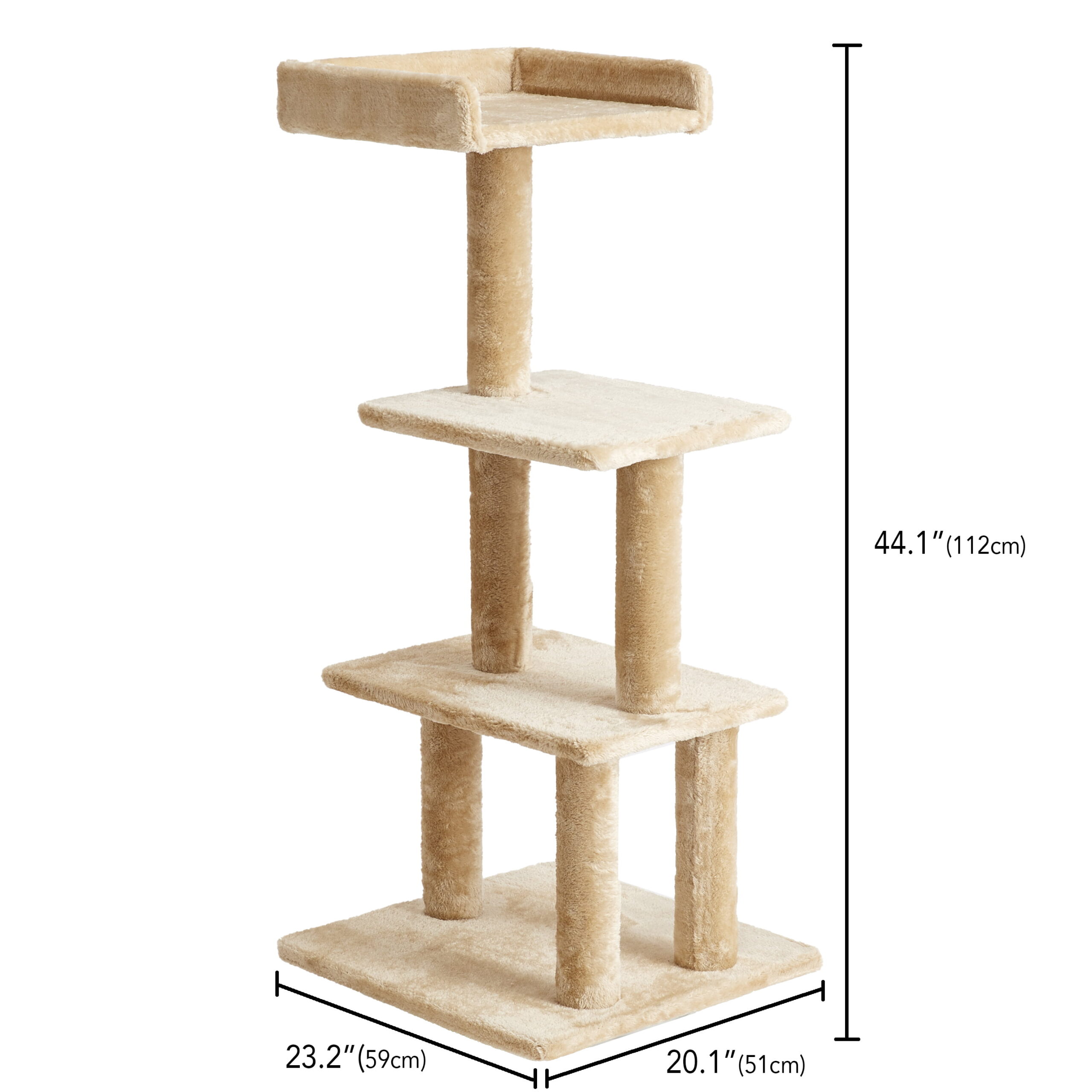 Two by Two Sycamore 44.1-inch Cat Tree. Cat Tower. Scratch Pad & Playground. Beige