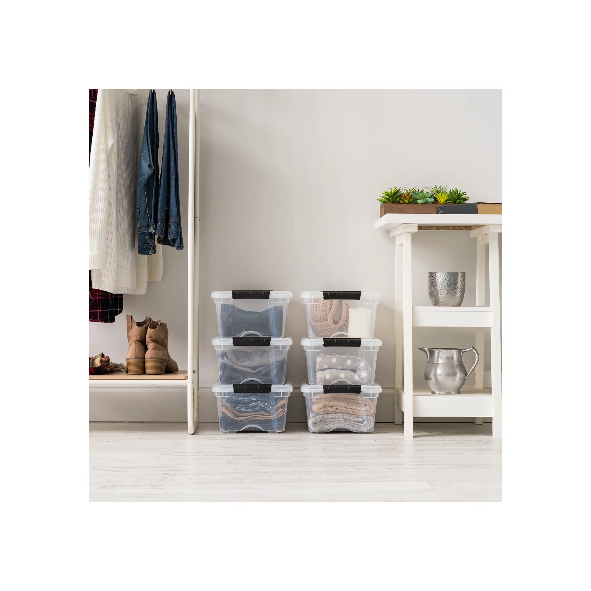 IRIS USA 12 Qt Clear Plastic Storage Box with Latches. 6 Pack