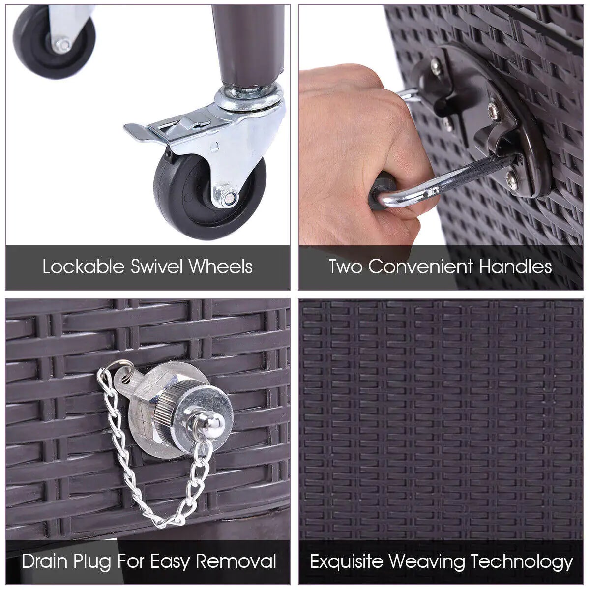 Costway 80QT Party Portable Rolling Cooler Cart