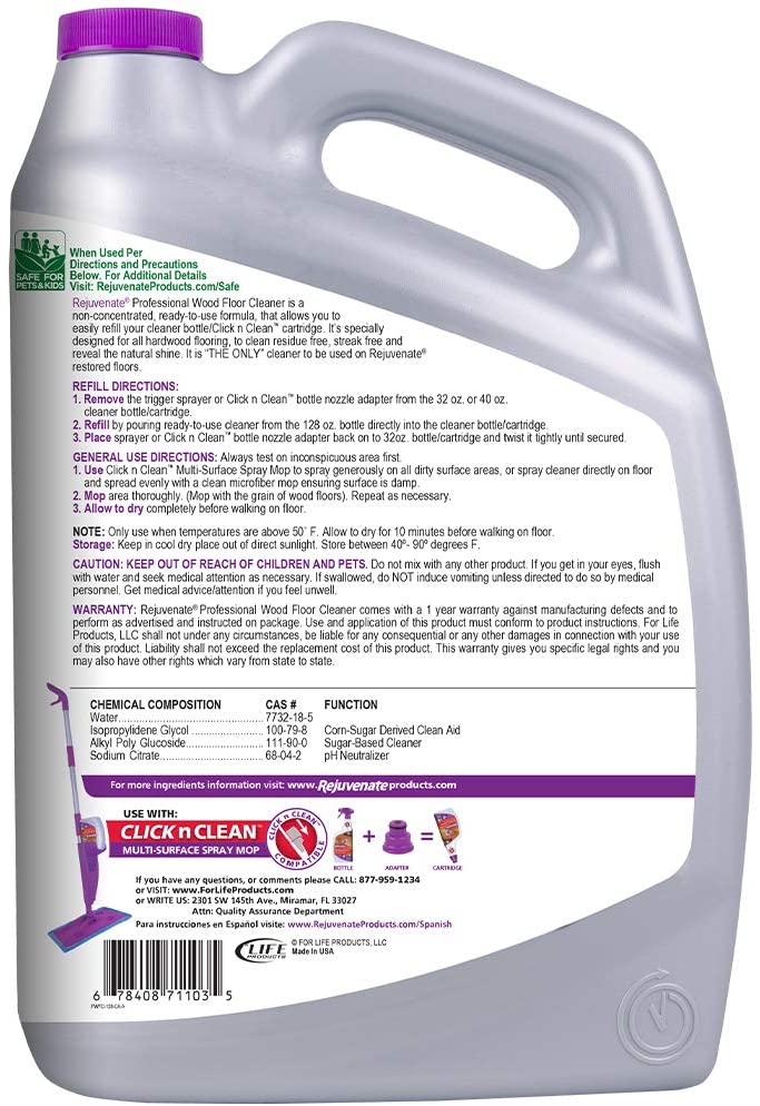 Rejuvenate High-Performance Professional Hardwood Floor Cleaner 128oz