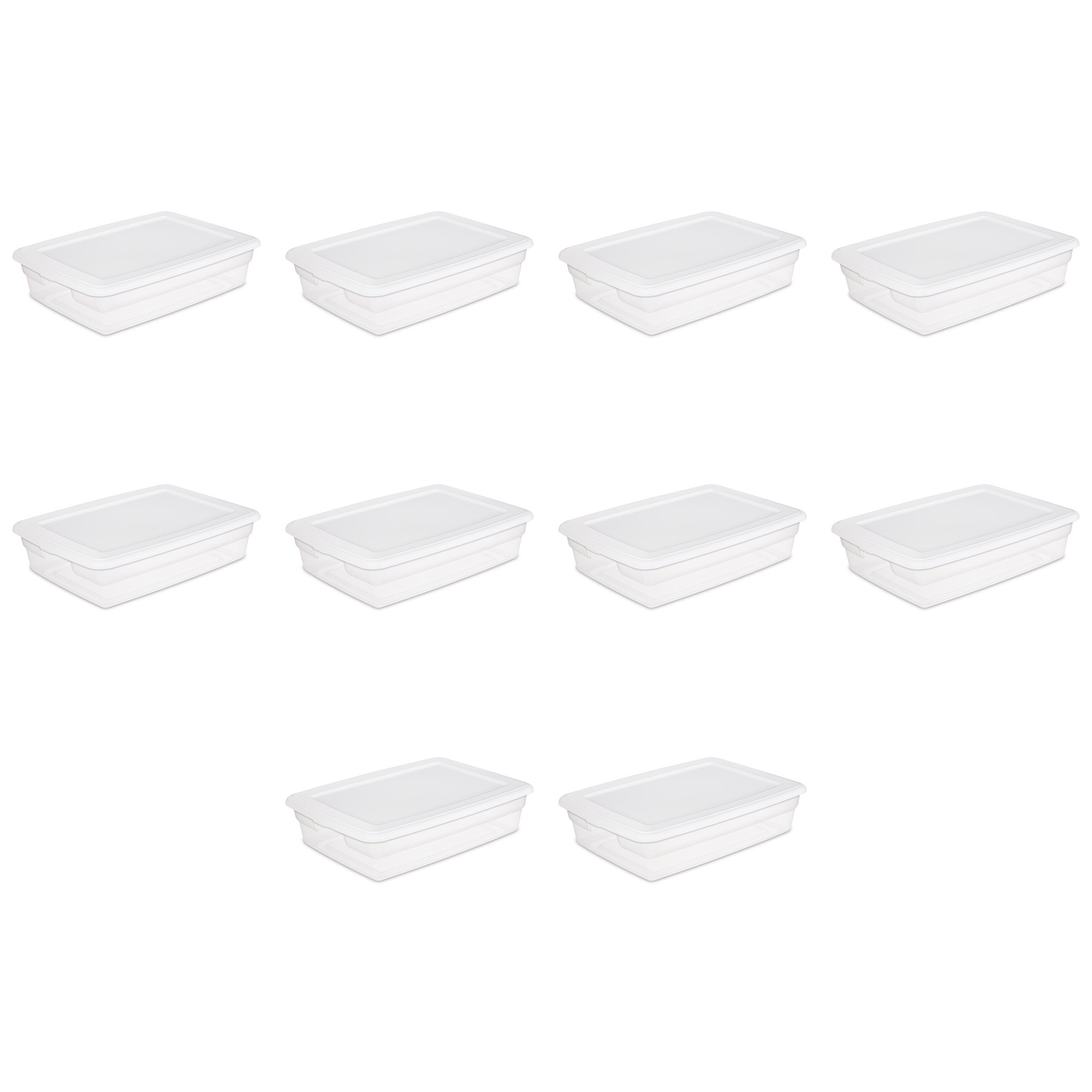 Sterilite 28 Qt. Storage Box Plastic. White. Set of 10