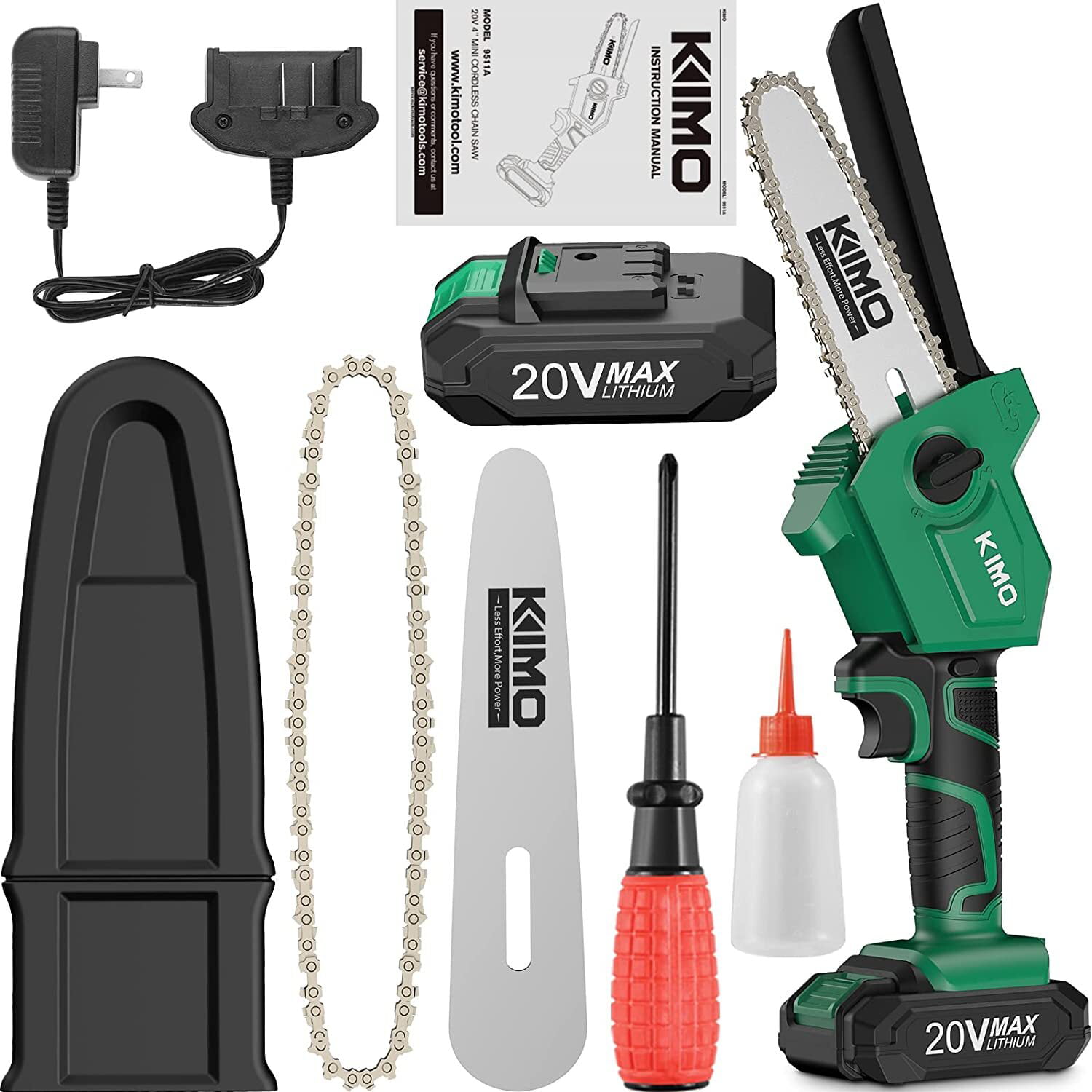 KIMO Electric Chainsaw 6-Inch Cordless Portable Mini Chainsaw.13.2 ft/s Pruning Shears Chainsaw for Tree Cutting.Green